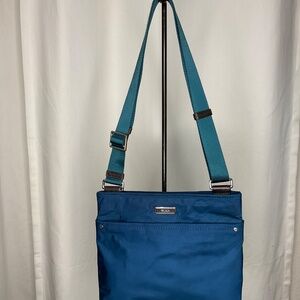 TUMI Teal Blue Nylon Crossbody Travel Bag Voyageur Shoulder Purse